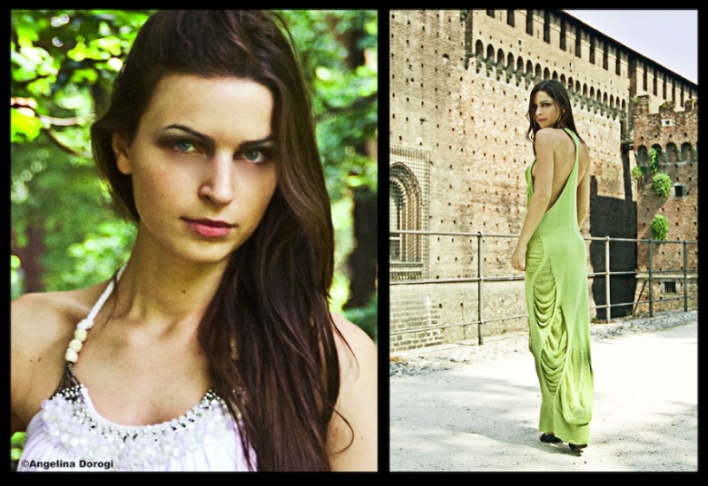Female model photo shoot of Angelina Dorogi  and Dafe in Milan, clothing designed by Nicole van Diemen