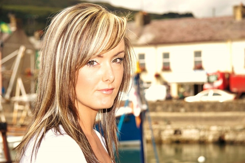 Female model photo shoot of kerrie ferguson in carnlough harbour