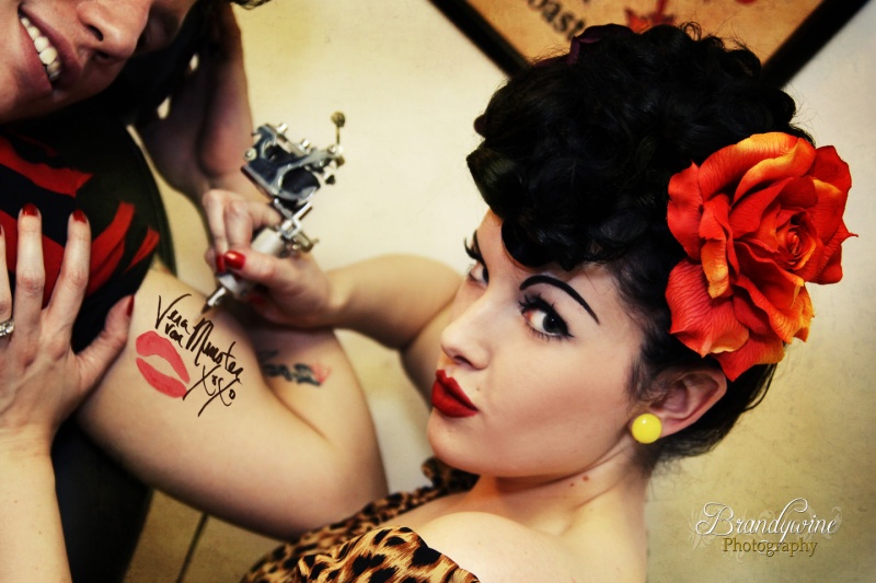 Female model photo shoot of Brandywine Photography and Vera van Munster in Ink Link Tattoos -Gastonia