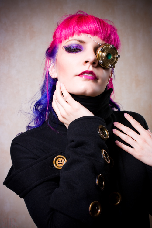 Female model photo shoot of Ayako by RedrumCollaboration and SteamGirl, makeup by Glitterbaby
