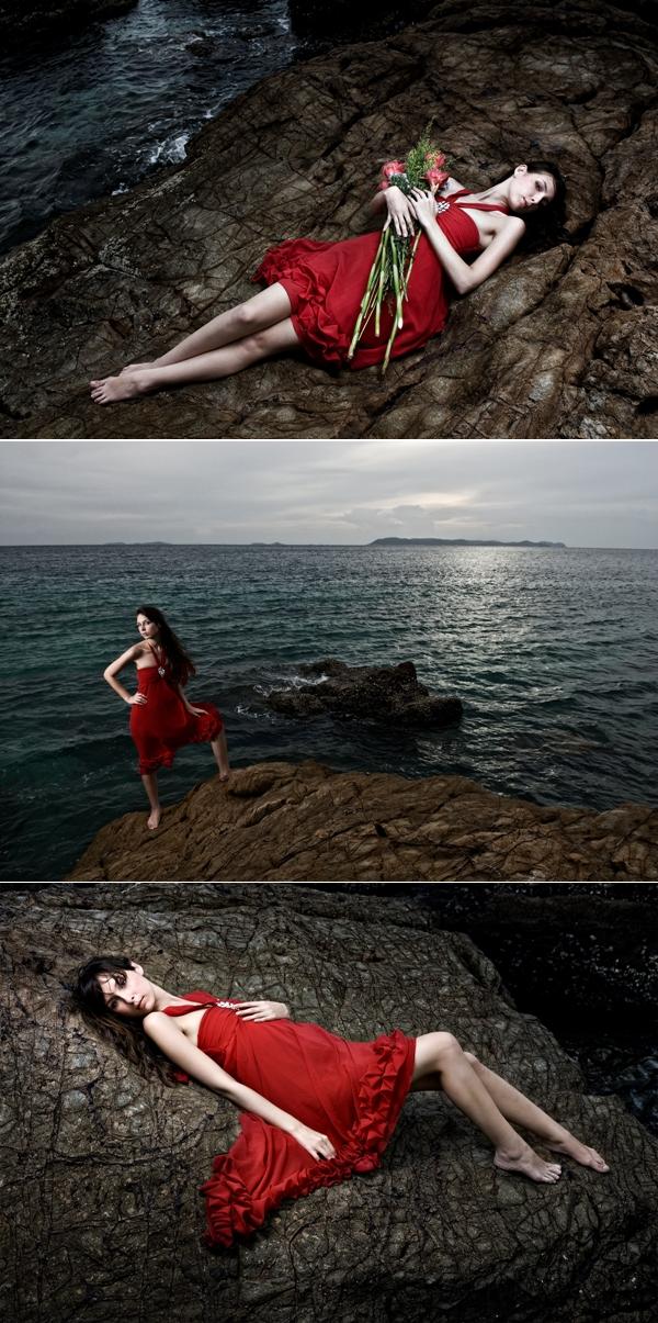 Female model photo shoot of Alla Bolotova by Prinya, Tomato Photography and DW_DarkWatcher in Koh Larn, Thailand, clothing designed by kellycakes