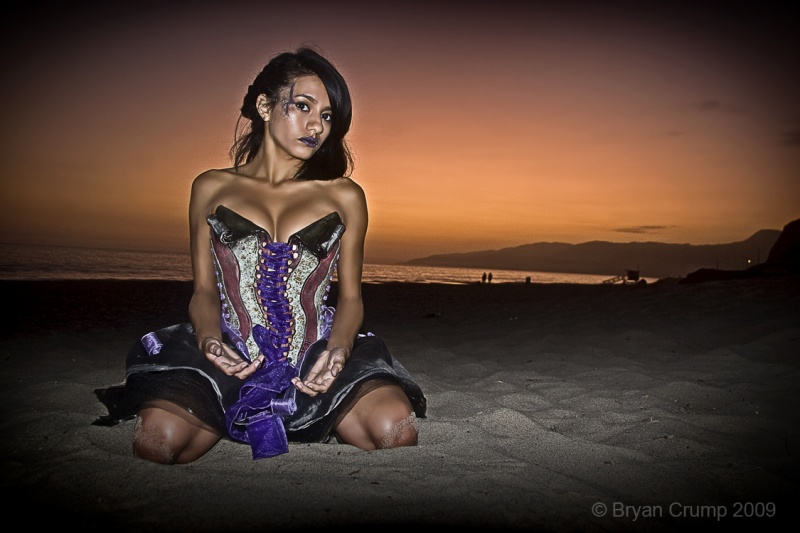 Female model photo shoot of Ceramic Corset Designs and Julieta Wood by Bryan Crump in Malibu Beach, CA