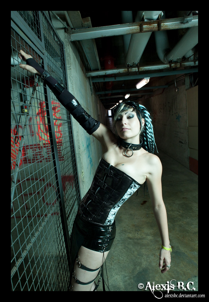 Female model photo shoot of Cyber_Wolf by Alexis BC in UniversitÃ© Laval, clothing designed by Lily Morphine