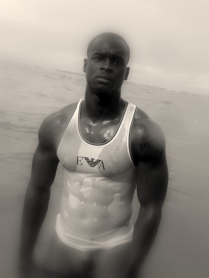 Male model photo shoot of Caribbean Physiques in adelaide beach 