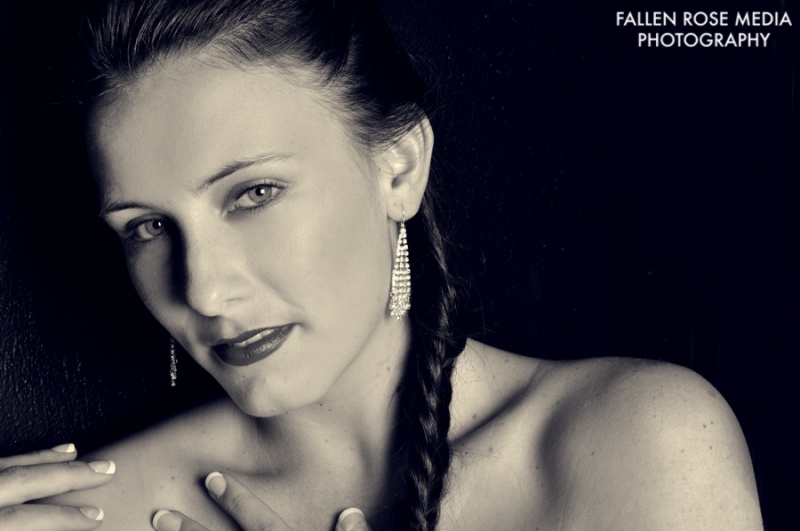 Female model photo shoot of christiejade by Fallen Rose Media in studio, makeup by Loran B