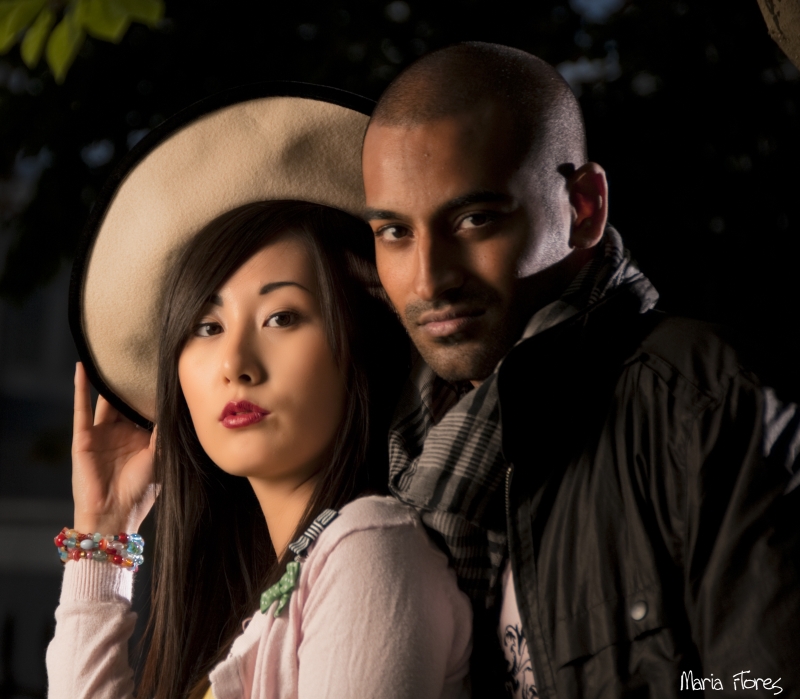 Female and Male model photo shoot of Maria C Flores, Tillek Munnsad and Iona Birnie in London, makeup by Makeup artist