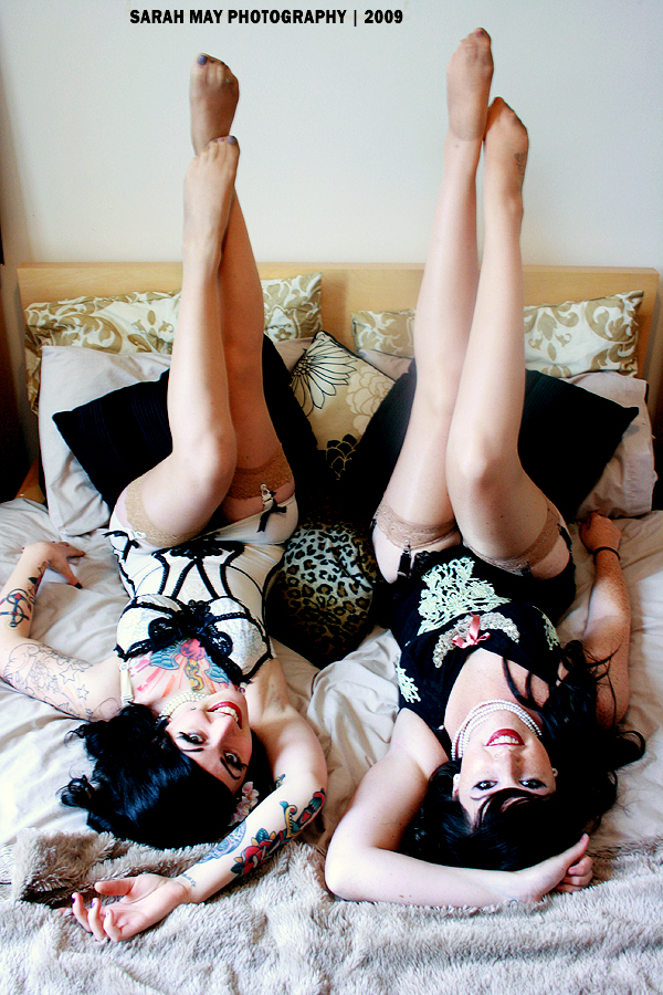Female model photo shoot of Sarah May Photography, Lola Von Bomb and Lexi Sexx, clothing designed by Lovechild Boudoir