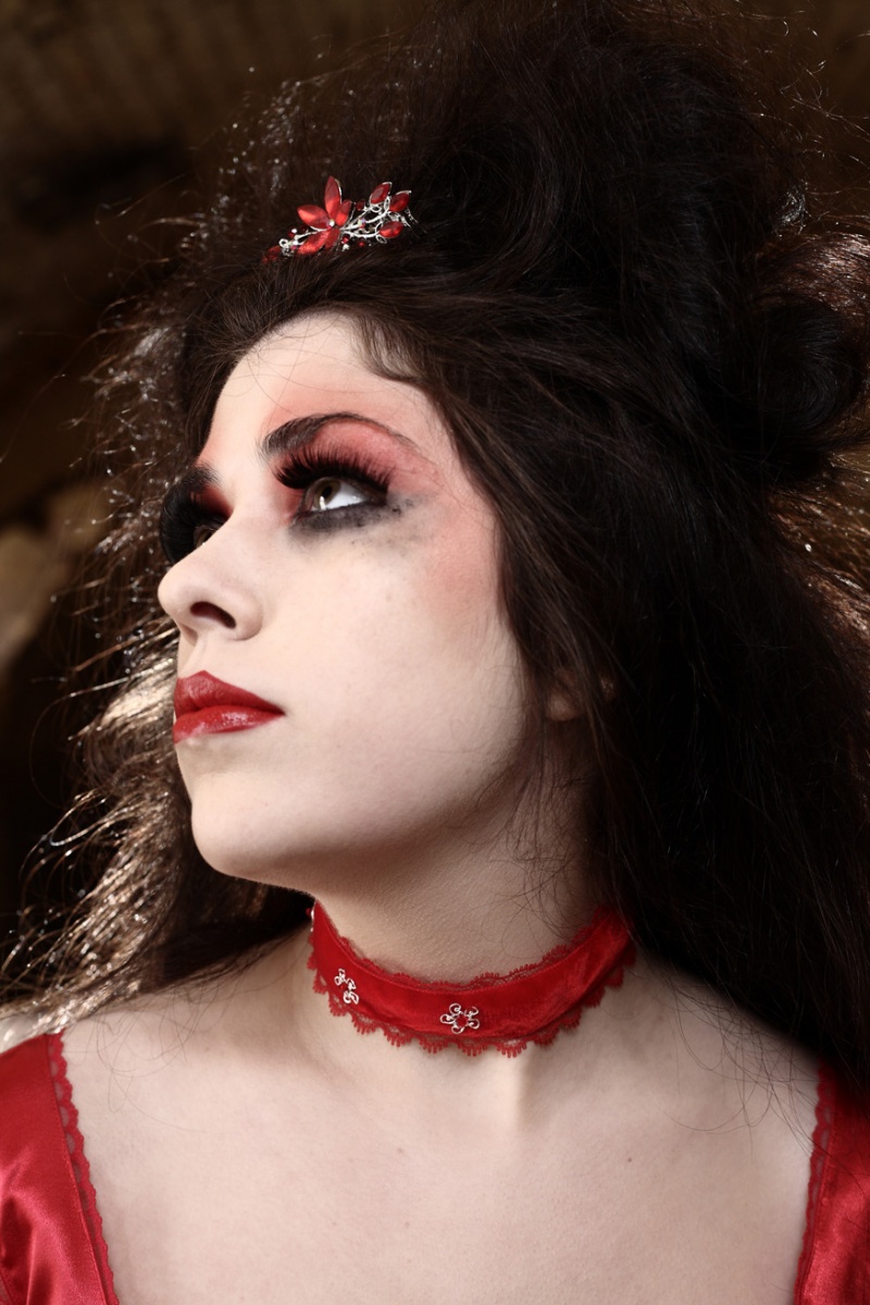 Female model photo shoot of Scarlet Blackmoor by Mark Boyle, makeup by NT Designs, clothing designed by Vanyanis