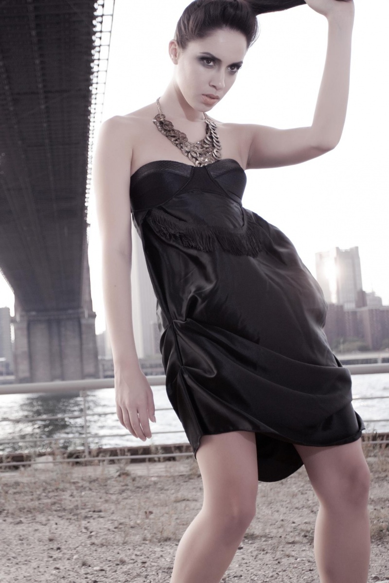 Female model photo shoot of Karolina Montoya by Vibe Foto, makeup by Sandra Li, clothing designed by Charlie Mentmore