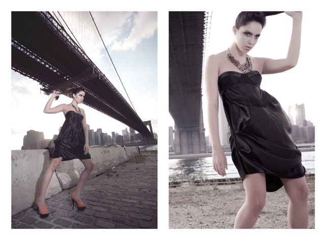 Female model photo shoot of Sandra Li and Karolina Montoya by Vibe Foto in Dumbo Bklyn, clothing designed by Charlie Mentmore