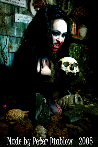 Female model photo shoot of princess_of_darkness in house of wax