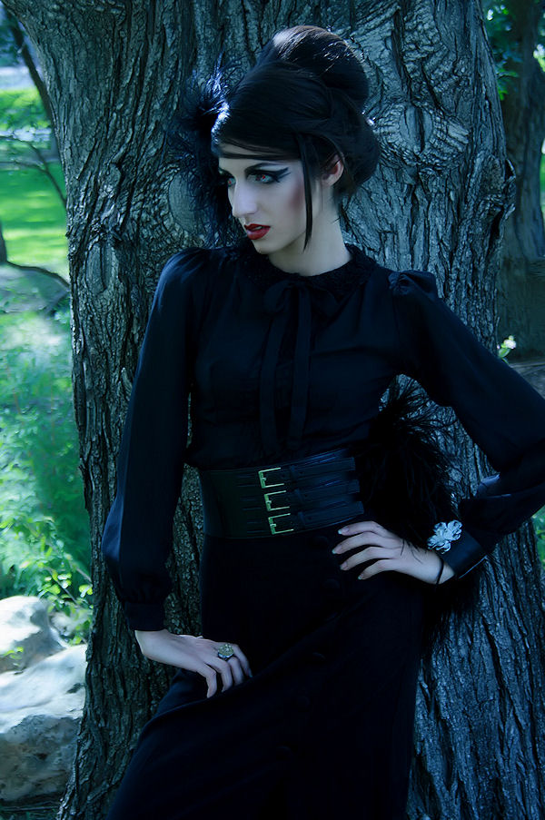 Female model photo shoot of Marie DV by Jade Noir, hair styled by hair by robynnicole, makeup by Divine Excess