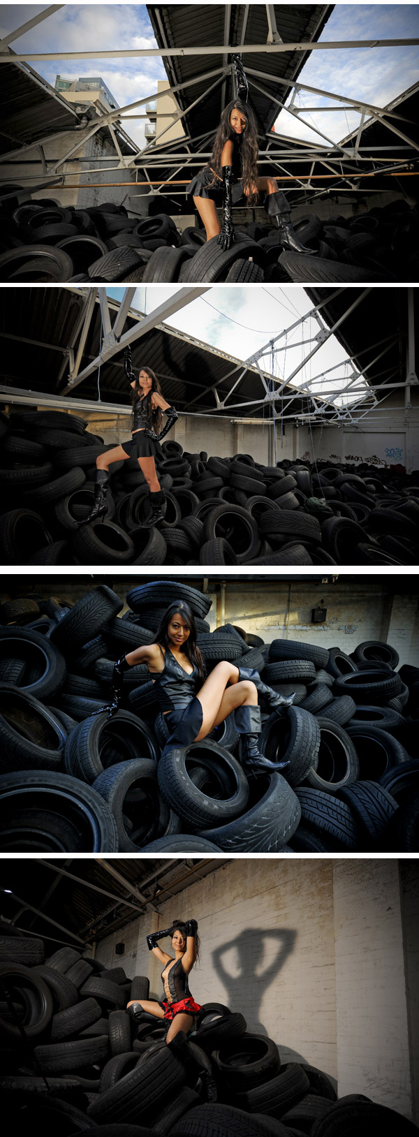 Male and Female model photo shoot of SB Fashion Photography and Roseblade in tires are ours
