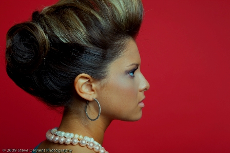 Female model photo shoot of Amaz for Hair by Steve DeMent in Salon shoot