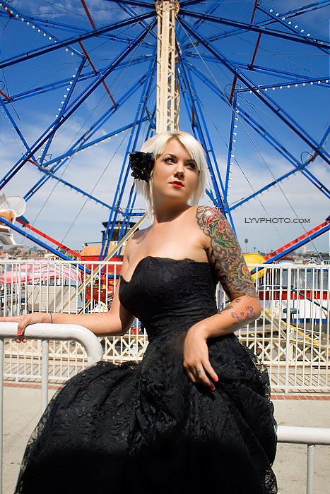 Female model photo shoot of Outlaw Barbie in Balboa Fun Zone, Newport Beach CA