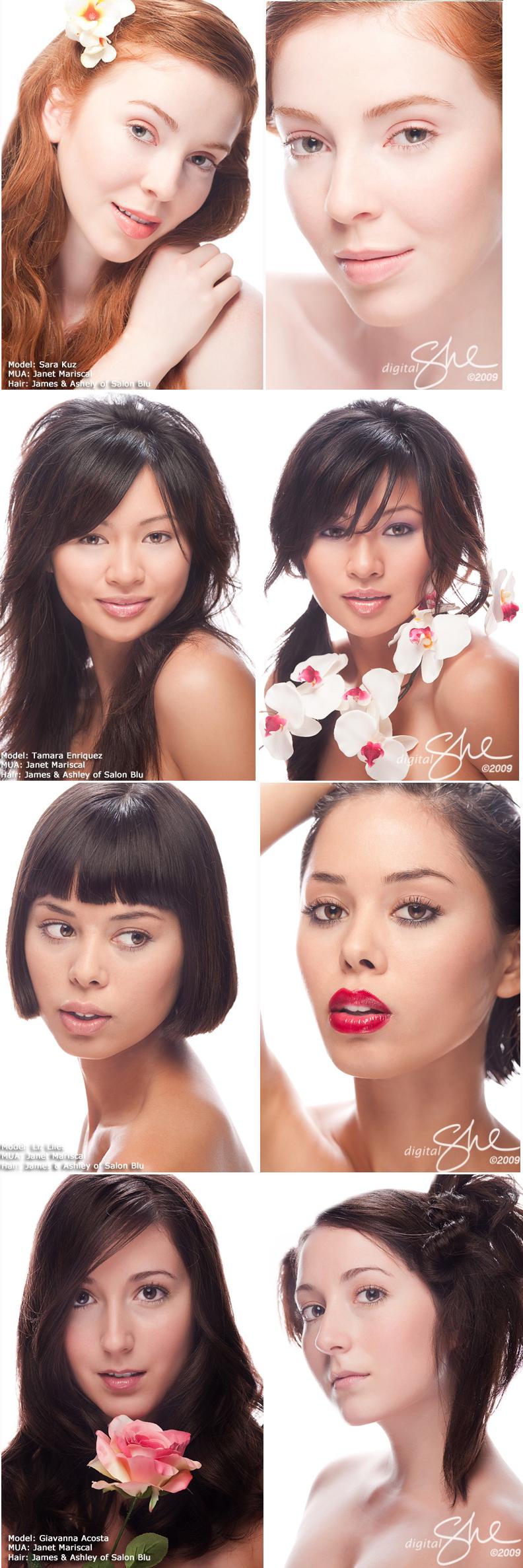 Female model photo shoot of JANET MARISCAL, Gia, maraenriquez, liz liles and Sara Kuz by digitalShe in sweetlights studio sf, hair styled by Salon Blu and BBB
