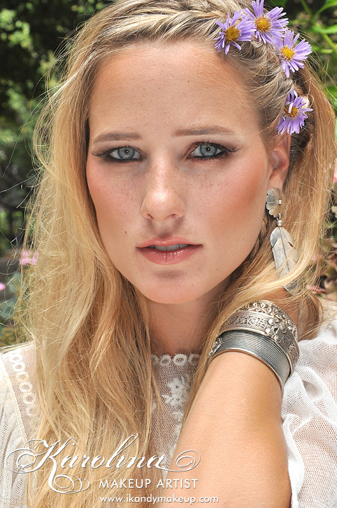 Female model photo shoot of Emily R Thompson, makeup by Karolina Almanzar