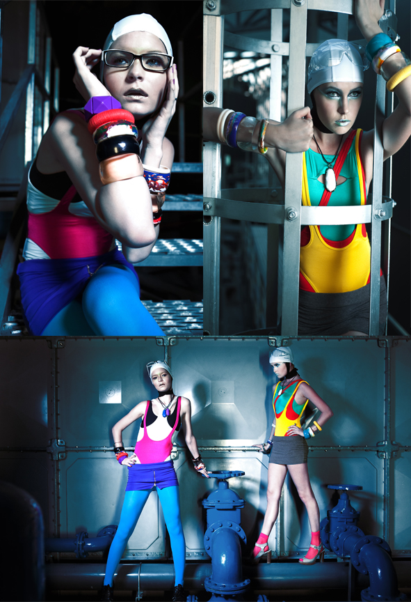 Female model photo shoot of cheryl c, anna grigorieva and Barbie Szoke by Crossroads Models Sgp, makeup by Diane Yap