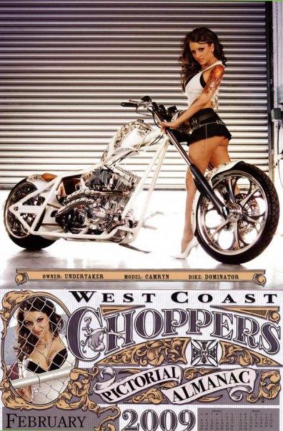 Female model photo shoot of Katherine Angela in West Coast Choppers Studio- Long Beach, CA