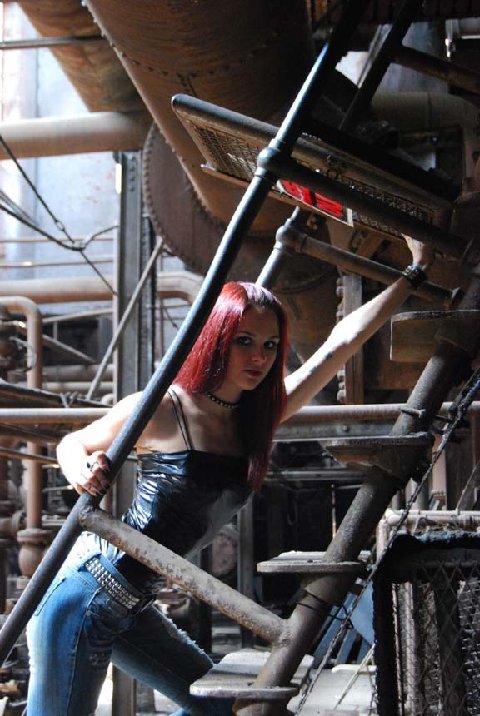 Female model photo shoot of AshVanK in Sloss Furnace