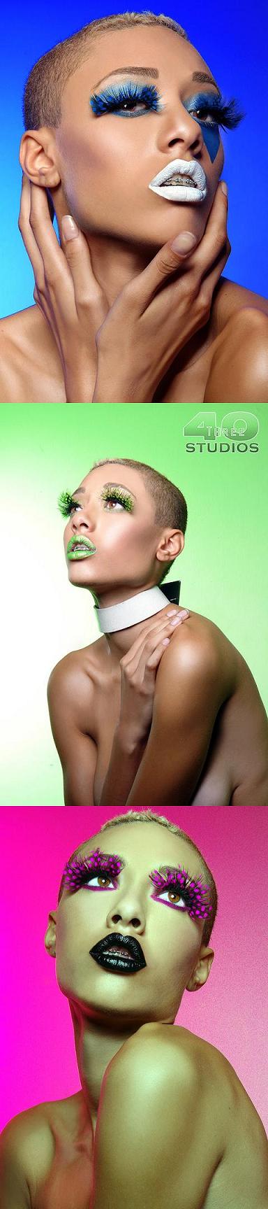 Female model photo shoot of India C Irvin by 40Three Studios in 40Three Studios , makeup by T