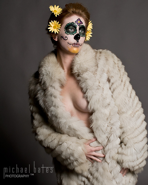 Female model photo shoot of Redlynn by Michael Bates, makeup by Manda Davila