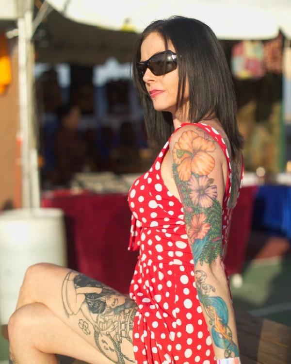 Female model photo shoot of MzTexaz in tattoo convention - Dallas,TX.