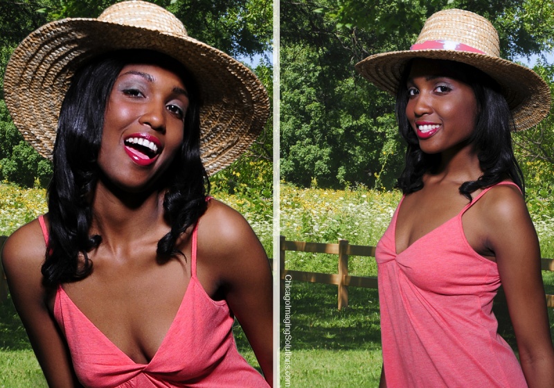 Female model photo shoot of Mila b in Chicago southside park, makeup by Celestine McGee