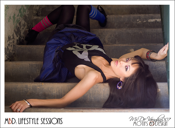 Female model photo shoot of Jade Hitomi by Motifs By Design, makeup by make me over studios