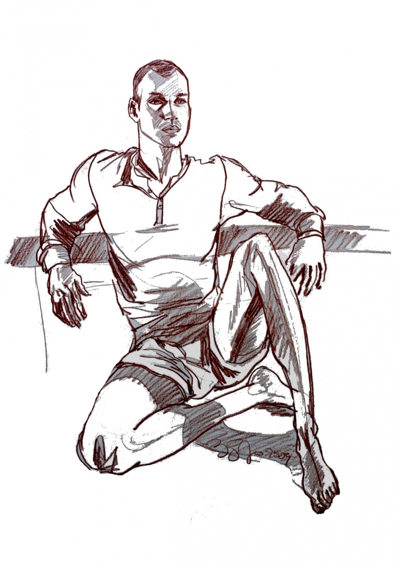 Male model photo shoot of Graham David in Los Angeles, art by Physique Illustration 