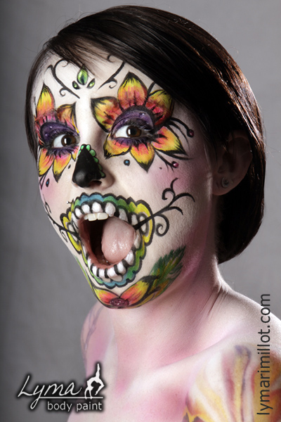 Female model photo shoot of LYMA  -   Body Paint, makeup by Lymari Millot, body painted by LYMA  -   Body Paint