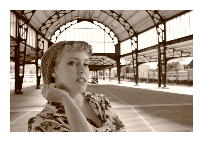 Male and Female model photo shoot of IMS Photos and Lindsay Lane in Haarlem Station Netherlands