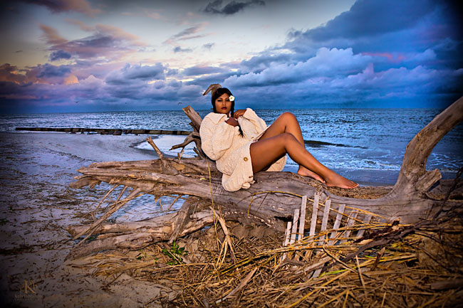 Female model photo shoot of Star Harris by Kelvinbushan in Tybee Island, GA, makeup by Synthe
