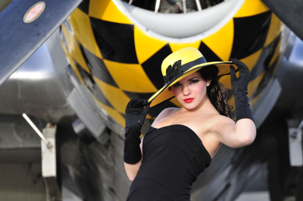 Female model photo shoot of J Dannielle and Kacie Marie by Warbird Pinup Girls in Long Island, NY, hair styled by LizSLuxuriousLocks