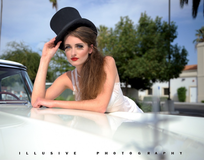 Female model photo shoot of Diana Fatyga by Illusive Photography in Thriller Shoot, makeup by Katie C MUA