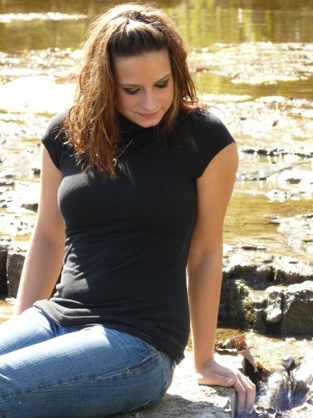 Female model photo shoot of blueye in creek