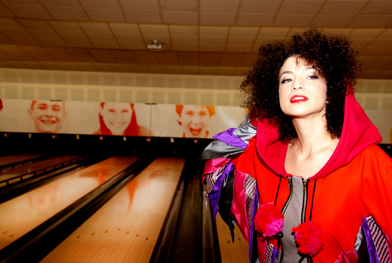 Female model photo shoot of Neshira by Stephanie Jury in Seven Ten Split Bowling Alley