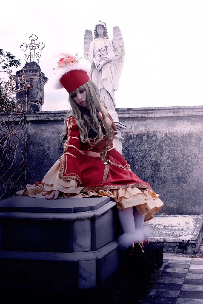 Female model photo shoot of Pam Evangeline in A graveyard, Merida, Yuc. Mexico