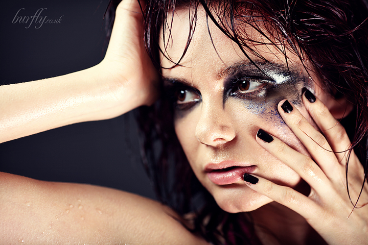 Female model photo shoot of SR Make-up artistry and Cat Rennie by burfly in Burfly studios