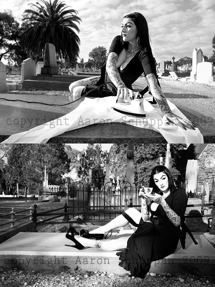 Male and Female model photo shoot of Aaron Schuppan and India Rose in West Terrace Cemetary, Australia, SA