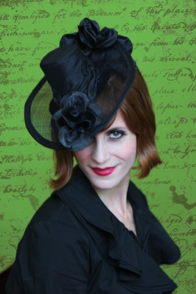 Female model photo shoot of The Indra Millinery in San Francisco, Ca