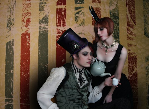 Female and Male model photo shoot of The Indra Millinery and Zev Ubu Curtis Hoffman in San Francisco, CA