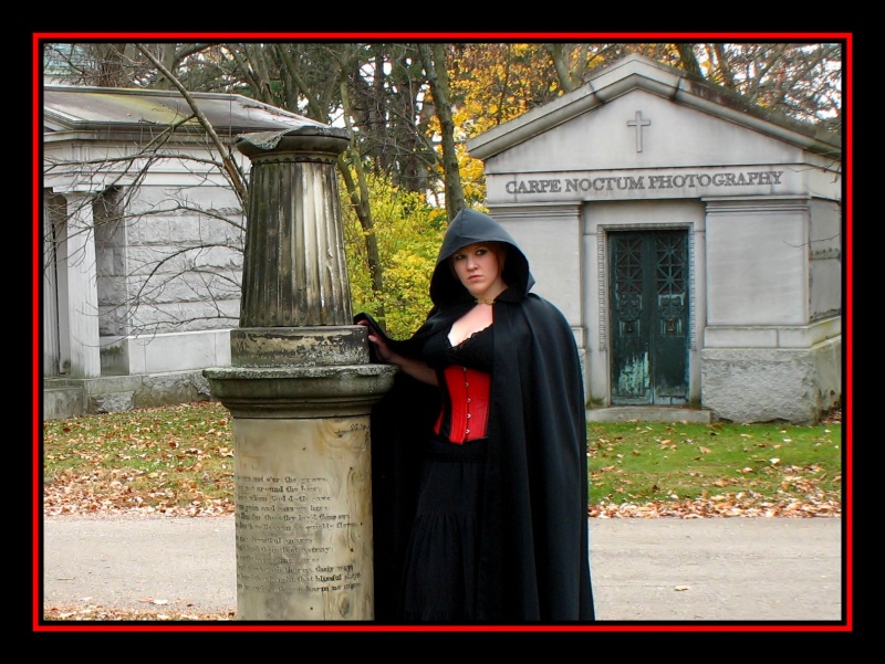 Male and Female model photo shoot of CarpeNoctum Photography and Hypoxyphiliac in Green Lawn Cemetery, Columbus, OH, makeup by E Wheels