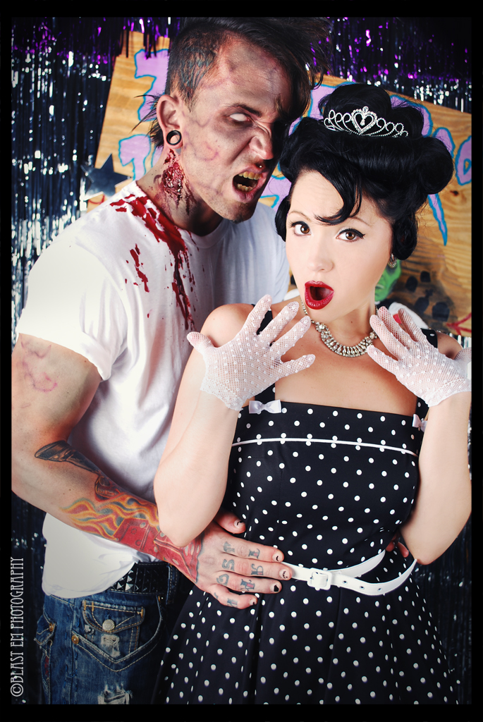 Male and Female model photo shoot of Antonio Asik Alonso, Tanya Valiente and TattooDan by Blast Em Photography in Miami, makeup by mua spclfx hairstylist and Antonio Asik Alonso