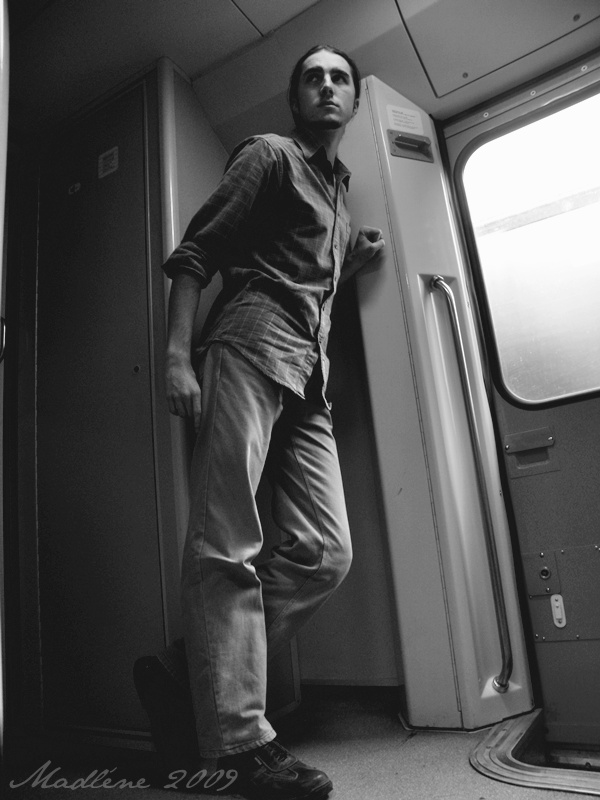 Male model photo shoot of JohnnyA by Madléne in The Brasov - Bucharest train