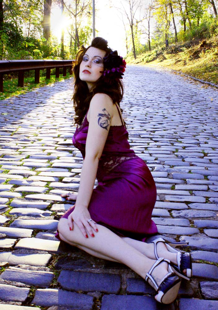 Female model photo shoot of desiree-Saetia by Heather Hellcat Photo in Northern NJ, wardrobe styled by Delphine Vintage