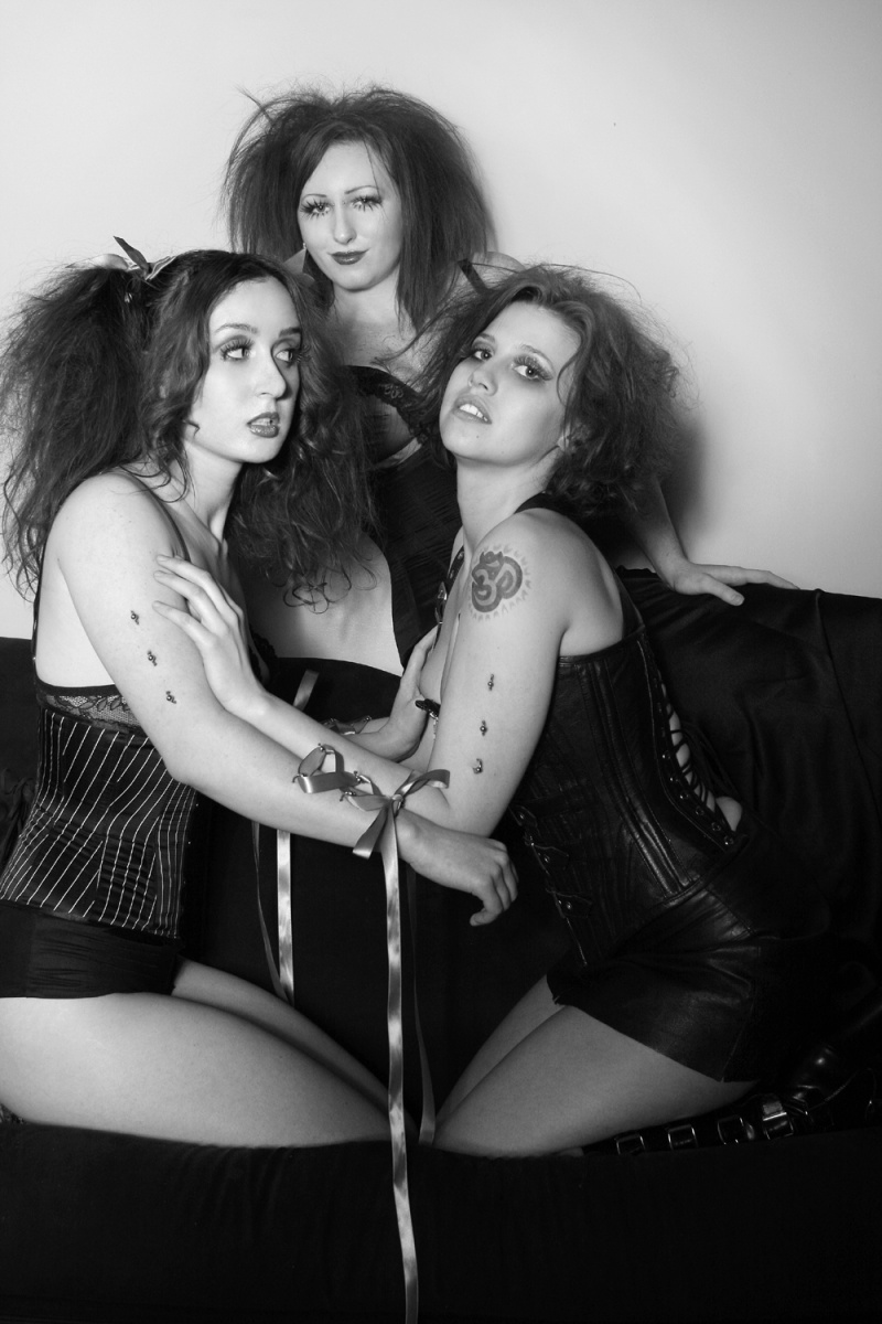 Female model photo shoot of Feather LeStabbityDeath, Dolly Danger and Orc by Laura Ann Photography