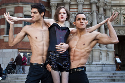 Female and Male model photo shoot of Lizzie Wardle, Santiago Aires and Victor Calderon by Rachel Saunders in London