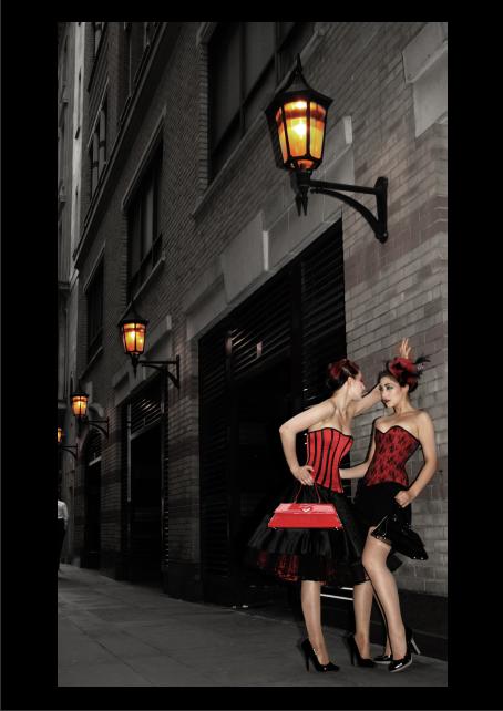 Female model photo shoot of Nocturnal Images, Ella De Vine and Madame Bink  by geetee in Carnaby Street, wardrobe styled by Nikita Sablier