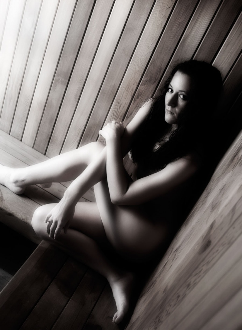 Female model photo shoot of Precious Hwi in Sauna in my condo